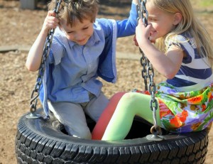 Kid's swing from tires